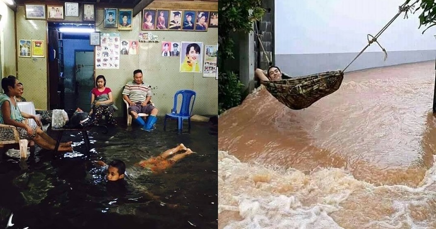 10 Potret orang menghadapi banjir ini bikin geleng-geleng kepala