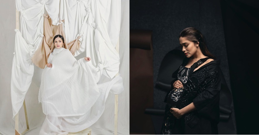 7 Potret maternity Yasmine Wildblood, bernuansa hitam putih