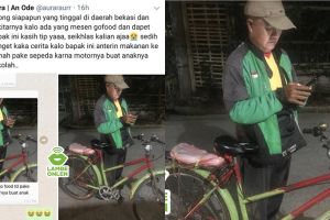 Kisah driver ojek online narik pakai sepeda, endingnya bikin haru
