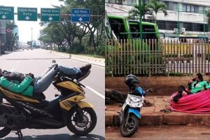 10 Tingkah lucu driver ojek online lagi sepi penumpang, santai abis