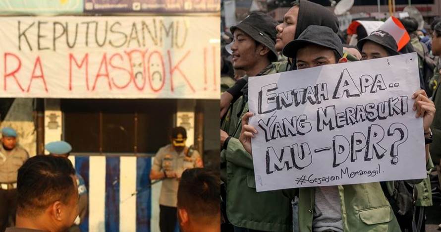 10 Tulisan pamflet dan spanduk demo #GejayanMemanggil ini kocak