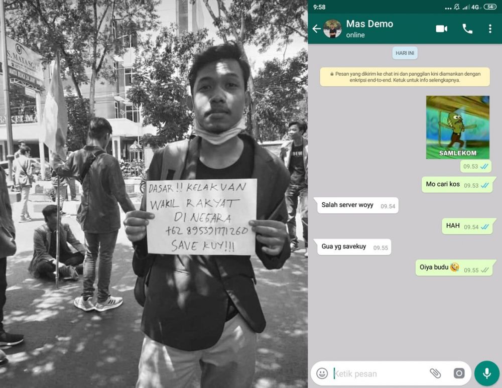 Tulis nomor HP di kertas demo, mahasiswa ini kena prank warganet