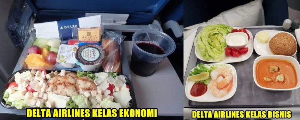 10 Foto beda makanan kelas bisnis vs ekonomi pesawat, penasaran?