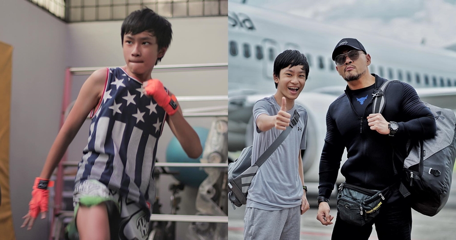 Rajin berlatih di gym, badan Azka Corbuzier makin kekar