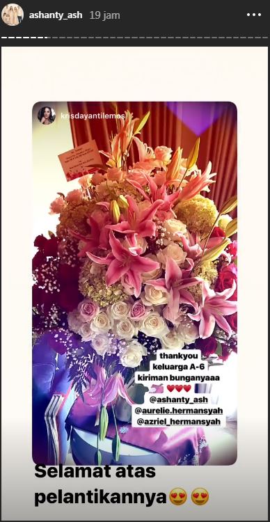 Karangan bunga Ashanty untuk Krisdayanti usai resmi jadi anggota DPR