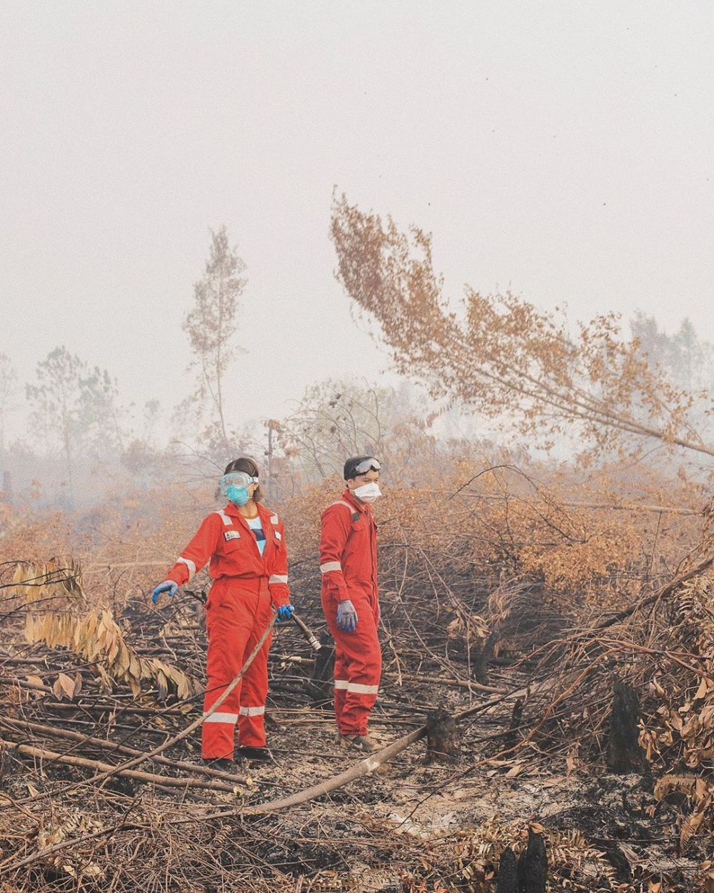 6 Potret Awkarin padamkan kebakaran hutan Kalimantan, tuai pujian