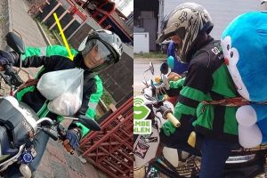 10 Cara nyeleneh driver ojek online bawa barang orderan ini kocak