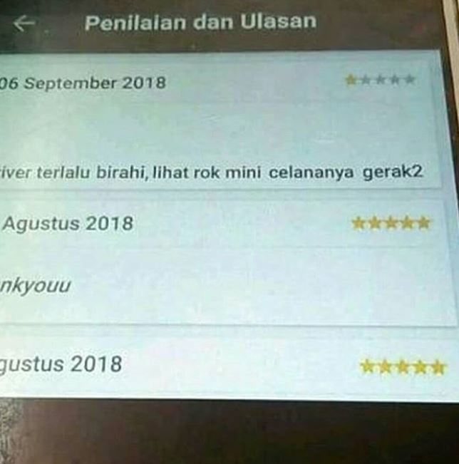 10 Komentar lucu di kolom penilaian driver ojek online bikin nyengir