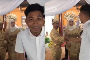 Resepsi didatangi mantannya istri, aksi pengantin pria bikin salting