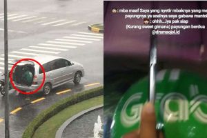 10 Momen lucu driver ojek online kehujanan, mau ketawa tapi kasihan