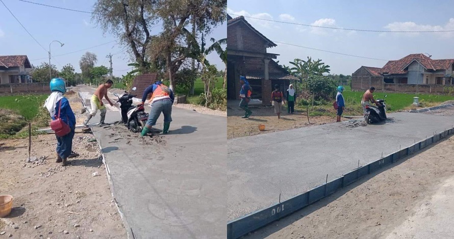 Ngeyel terobos jalan baru dicor, cewek ini kena batunya