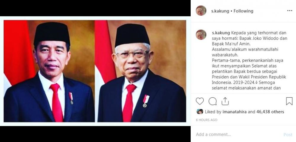 Jokowi-Ma'ruf dilantik, surat singkat Gus Mus menyejukkan hati