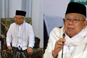 Gaya Ma'ruf Amin tampil tanpa sarung saat hari pertama kerja