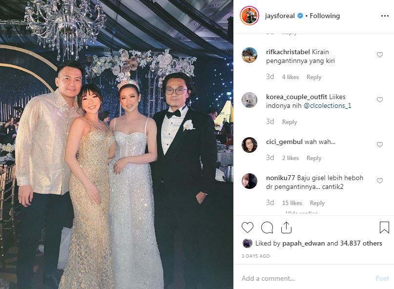 Gaun 6 seleb saat jadi tamu di pernikahan ini saingi pengantin