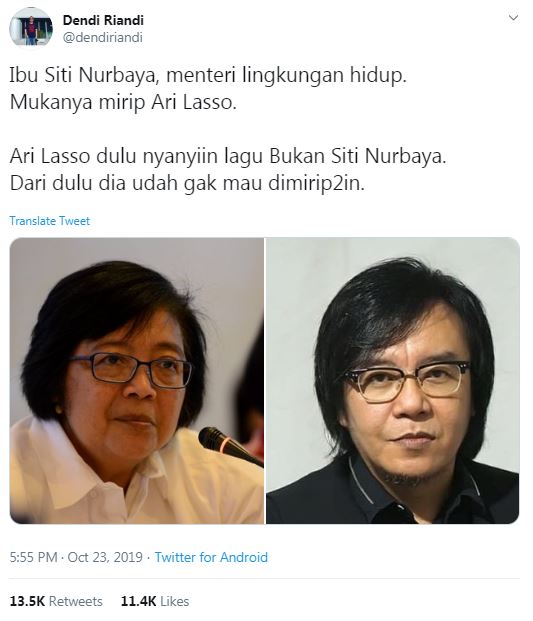 Dibilang mirip Menteri Siti Nurbaya, ini tanggapan Ari Lasso