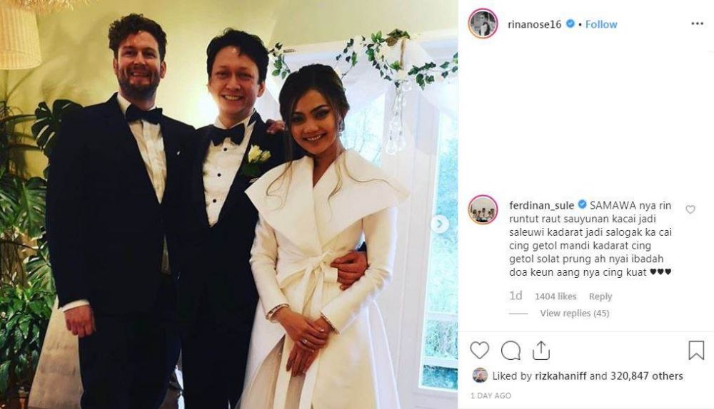 Rina Nose unggah foto pernikahan, komentar Sule jadi sorotan