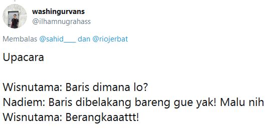 10 Dialog imajinatif Nadiem & Wishnutama jadi menteri baru, kocak