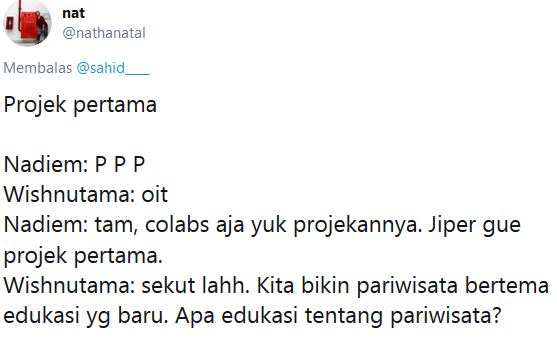 10 Dialog imajinatif Nadiem & Wishnutama jadi menteri baru, kocak