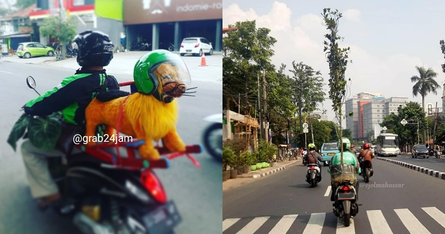 10 Potret totalitas driver ojek online bawa barang orderan, kocak