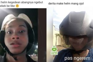 9 Momen apes pakai helm driver ojek online, kocak  