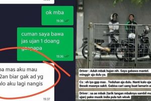 7 Momen driver ojek online tak bawa jas hujan, endingnya baper