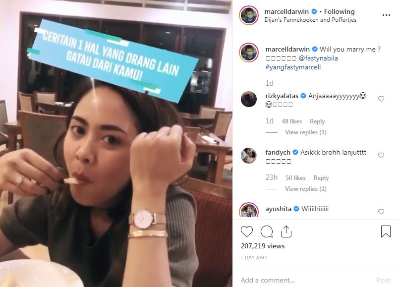 Momen Marcell Darwin lamar Fasty Nabila, simpel tapi so sweet