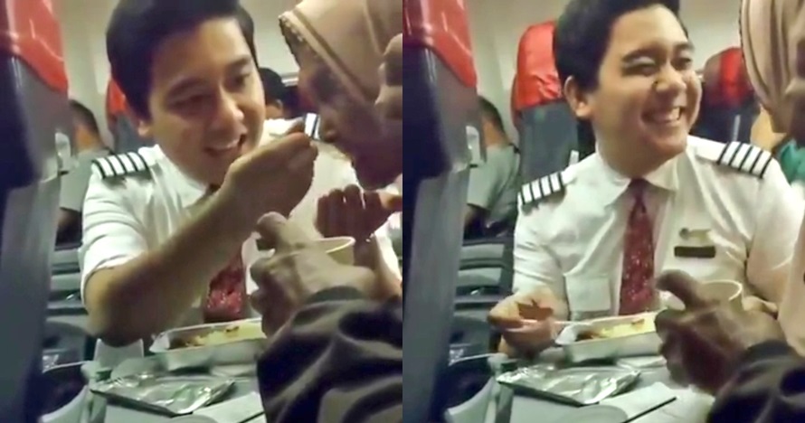 Viral video pramugara pesawat suapi penumpang lansia, bikin haru