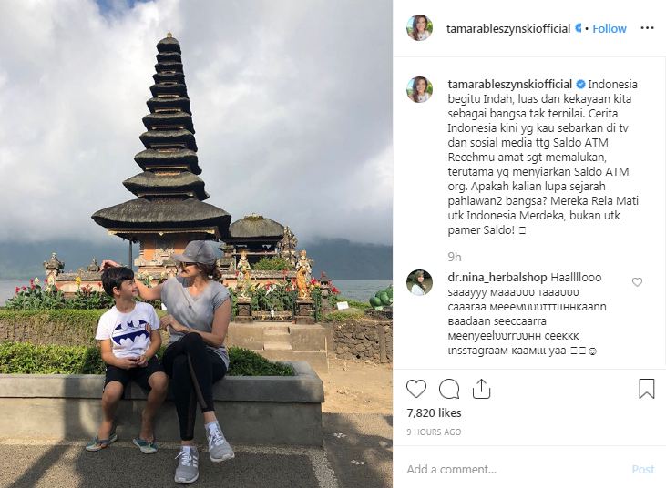 Sindiran pedas Tamara Bleszynski untuk artis pamer saldo ATM