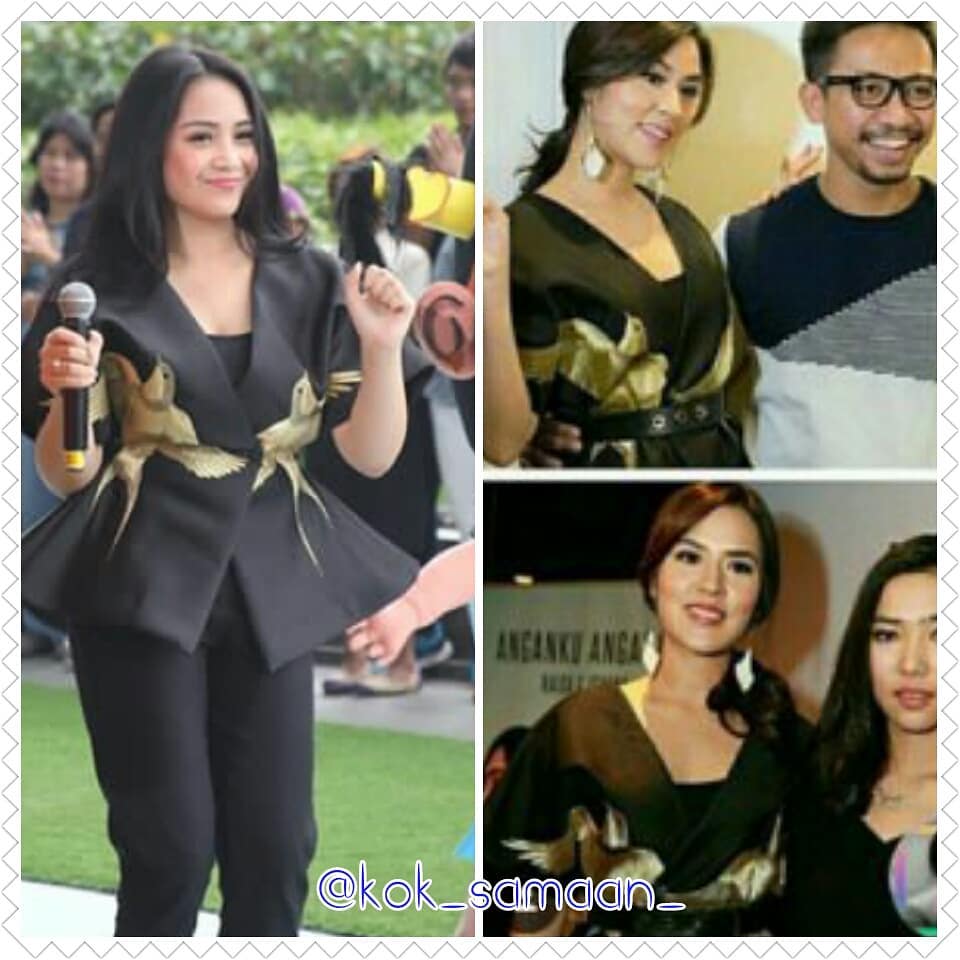 9 Beda gaya Nagita Slavina pakai baju kembar sama seleb lain