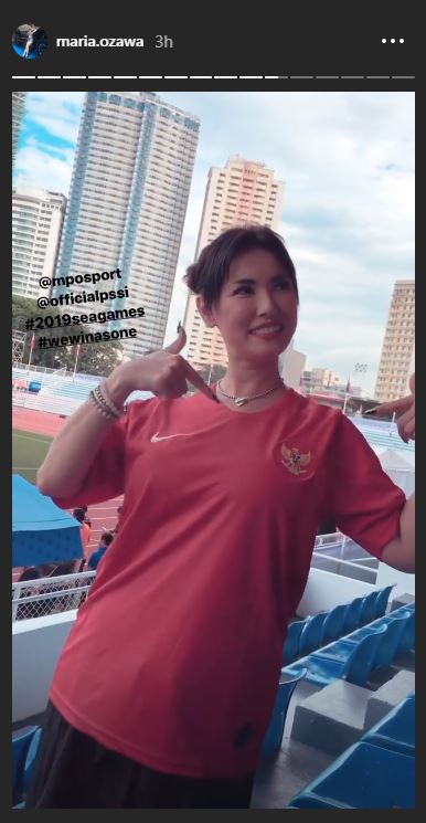 10 Momen Maria Ozawa dukung timnas Indonesia di SEA Games 2019