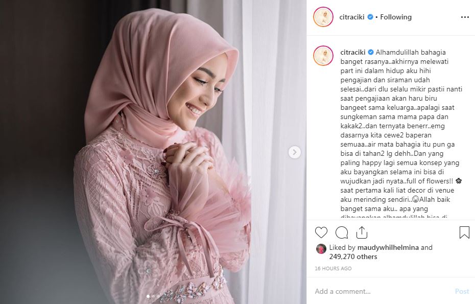 Ungkapan haru Citra Kirana saat jalani siraman jelang menikah