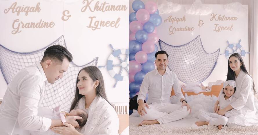 10 Momen akikah anak kedua Faby Marcelia, konsep serba putih