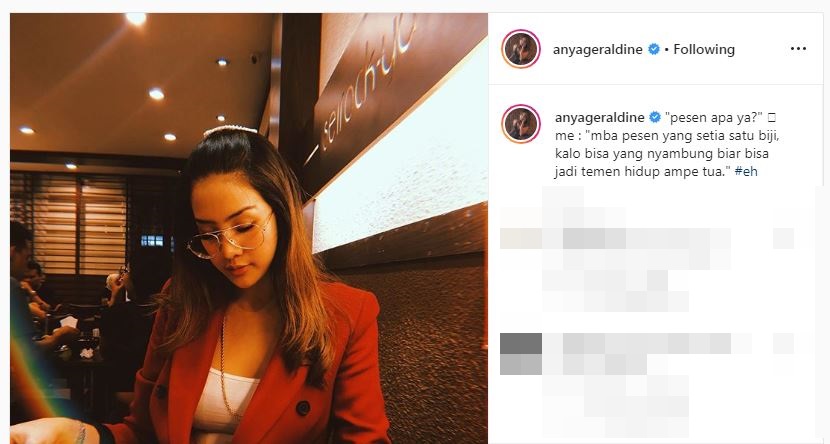 7 Gombalan romantis Anya Geraldine, bikin jomblo jadi baper