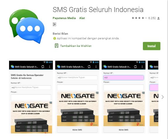 Cara SMS gratis ke semua operator melalui Android dan web