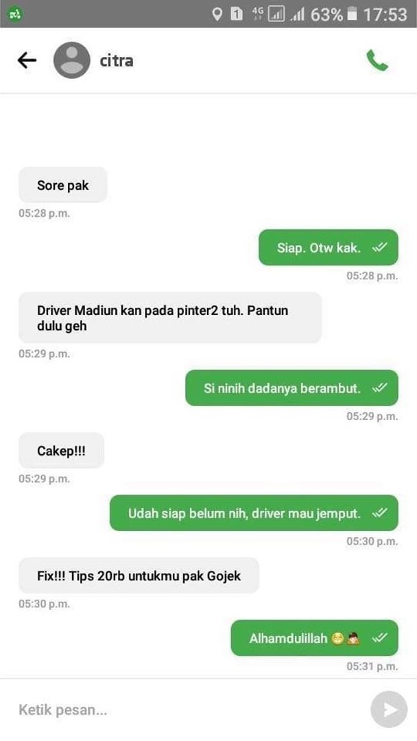 10 Chat lucu driver ojek online nurutin kata pelanggan, kocak