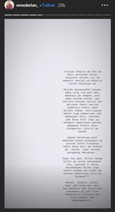 Curhat Enno Lerian jadi tulang punggung, sempat merasa marah