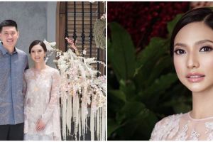 Potret cantik Nadia Saphira berbusana adat Palembang saat nikah
