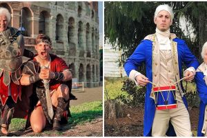 10 Aksi kocak nenek & cucu pakai kostum klasik hingga superhero