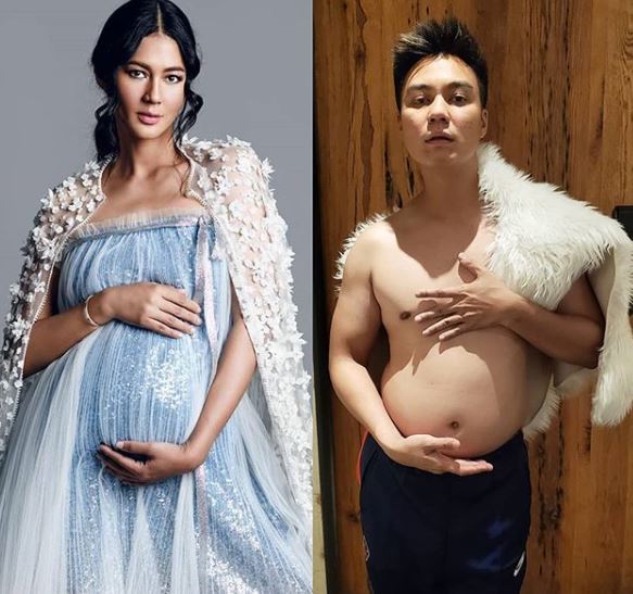 Aksi kocak Baim Wong tiru potret maternity Paula Verhoeven