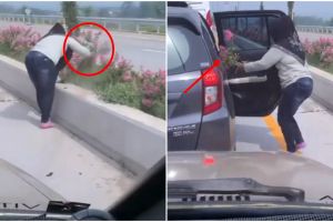 Viral detik-detik emak-emak curi bunga di jalan tol, miris!