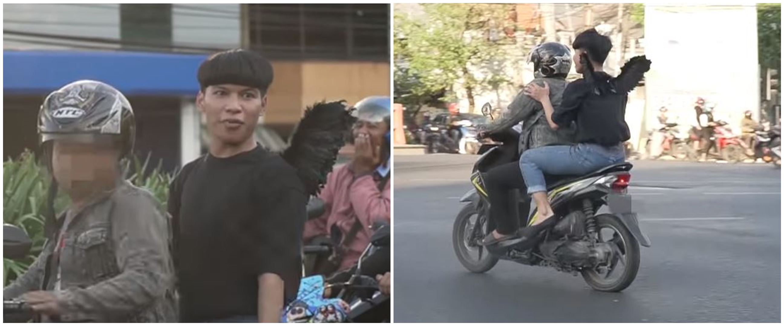 Viral, video kocak 'bidadari' dibawa kabur motor pelanggar marka