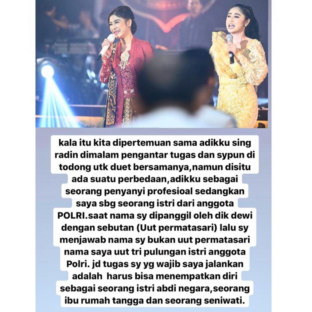 Salah sebut nama Uut Permatasari, Dewi Perssik minta maaf
