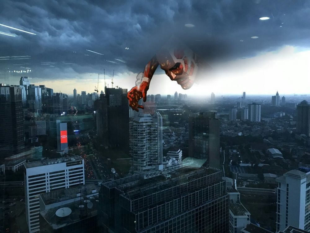 10 Editan foto viral langit gelap Jakarta ini jadi berasa masuk film