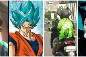 8 Potret lucu driver ojek online cosplay tokoh super, kocak