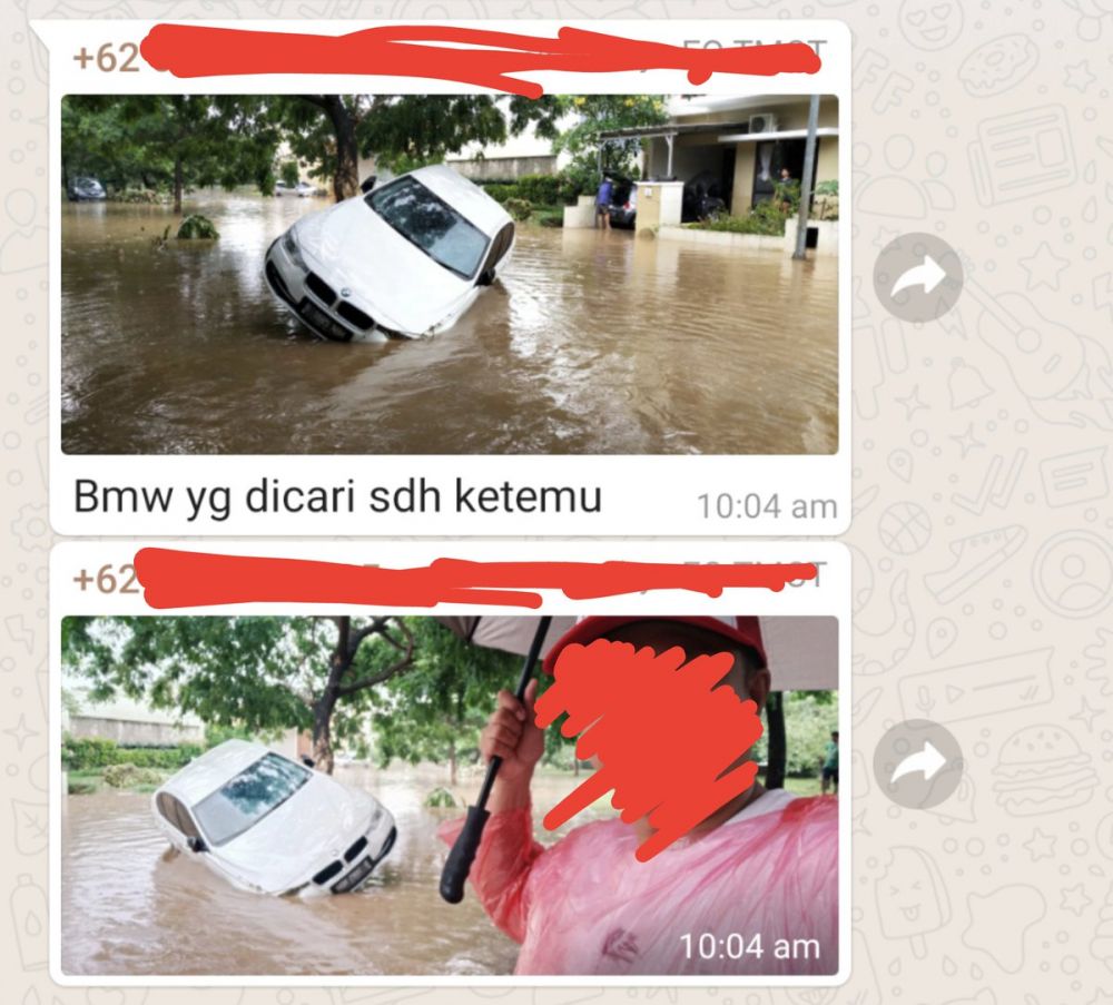 Viral mobil BMW hanyut banjir, ini 5 potretnya saat ditemukan