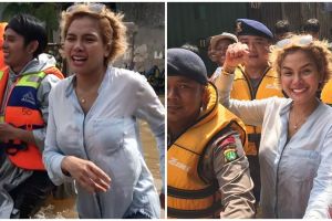 5 Potret Nikita Mirzani ke lokasi banjir, beri bantuan Rp 20 juta