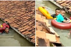 Aksi heroik marinir terjang banjir 3 meter demi selamatkan balita