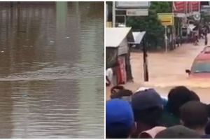 Detik-detik angkot terjang banjir ini bikin heboh
