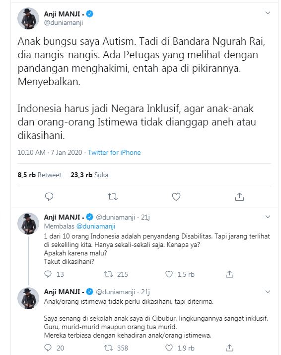 Anaknya menangis di bandara, ini ungkapan kekesalan Anji