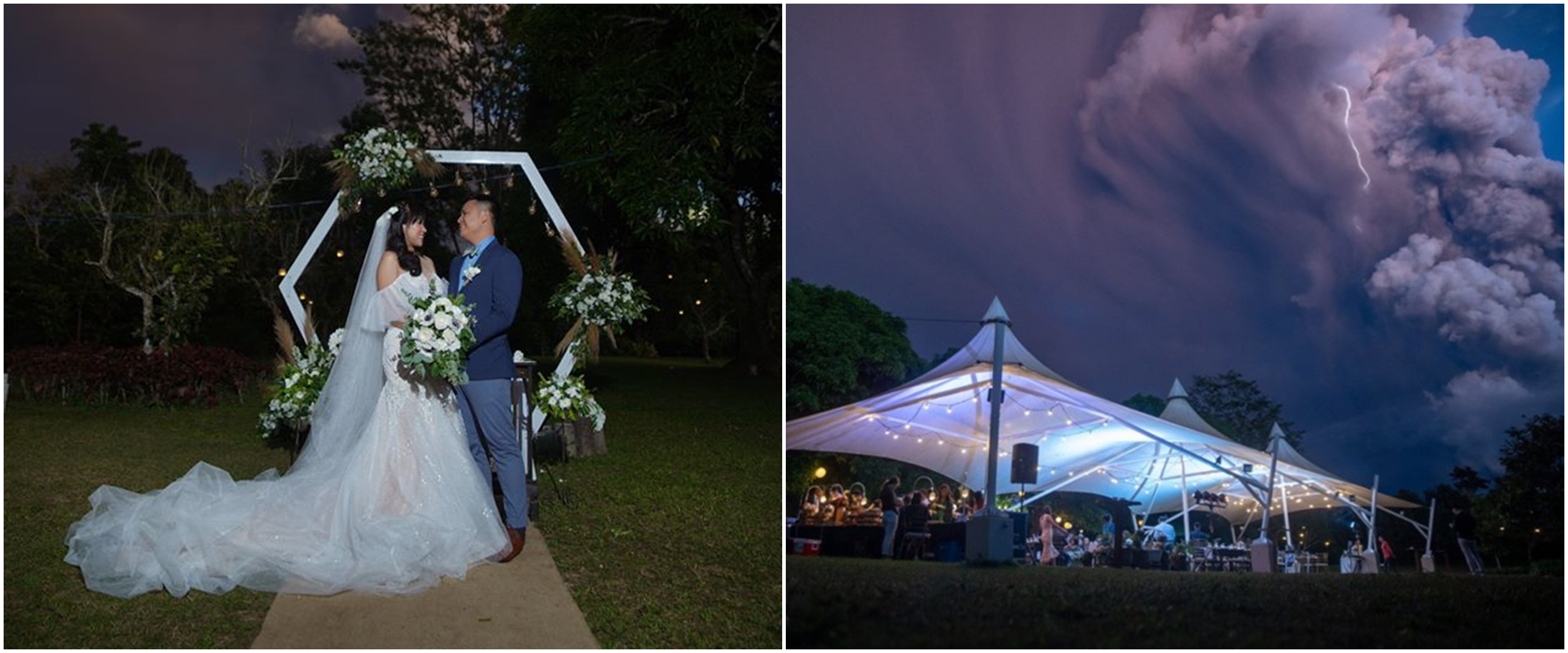 Pasangan ini menikah saat Gunung Taal erupsi, potretnya mengejutkan